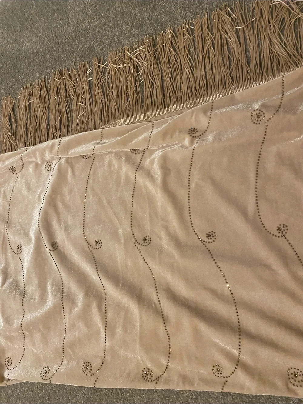 Pretty Persuasions Beige Embellished Fringe Wrap